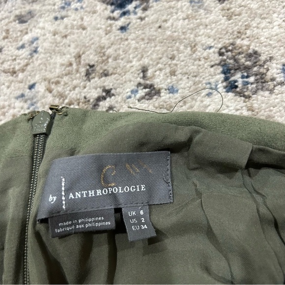 Anthropologie Moss Sage Green Roxanna Faux Suede Front Slit Seamed Mini Skirt - Picture 7 of 9